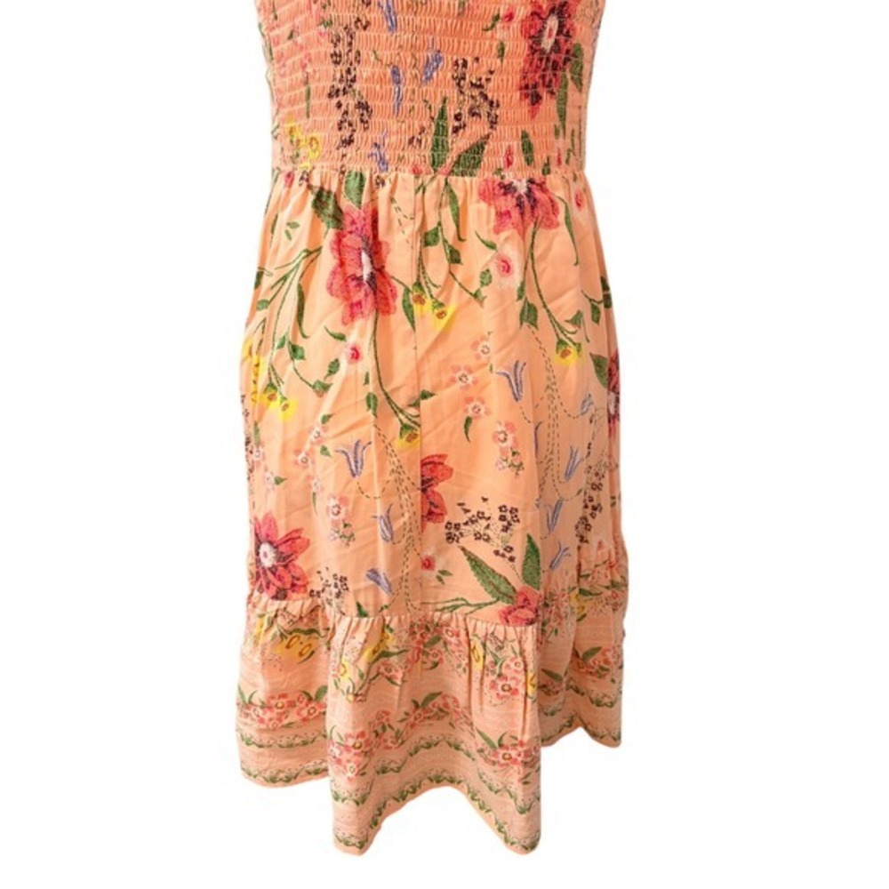 Old Navy Peach Floral Size Small Smocked Back Ruffle Hem Sun Dress - Picture 8 of 11
